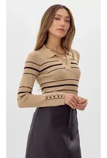 VNECK RIBBED STRIPE KNIT TOP