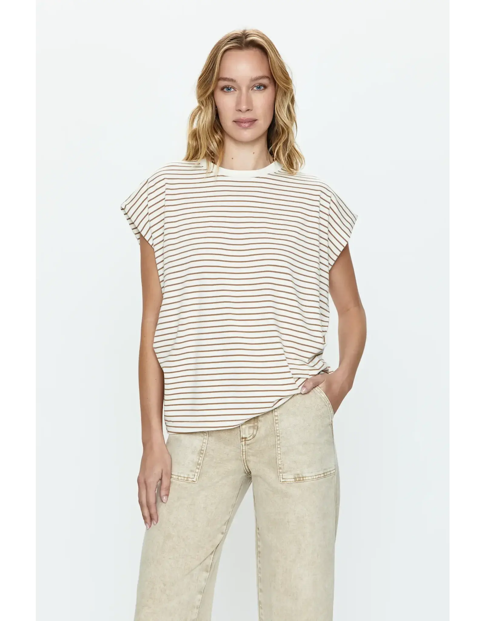 STRIPED TRINA MUSCLE TEE