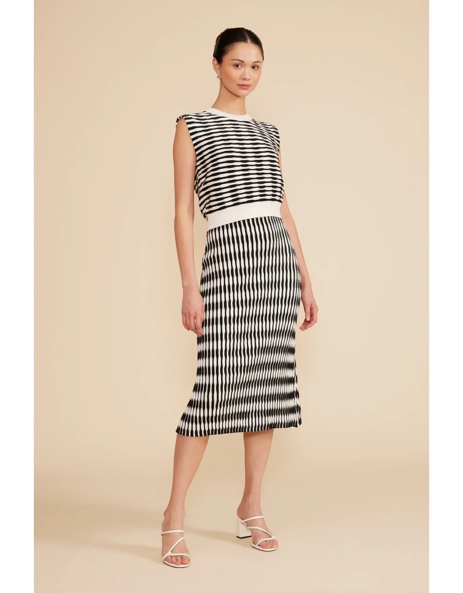 HORIZONTAL STRIPE KNIT TANK/SKIRT SET