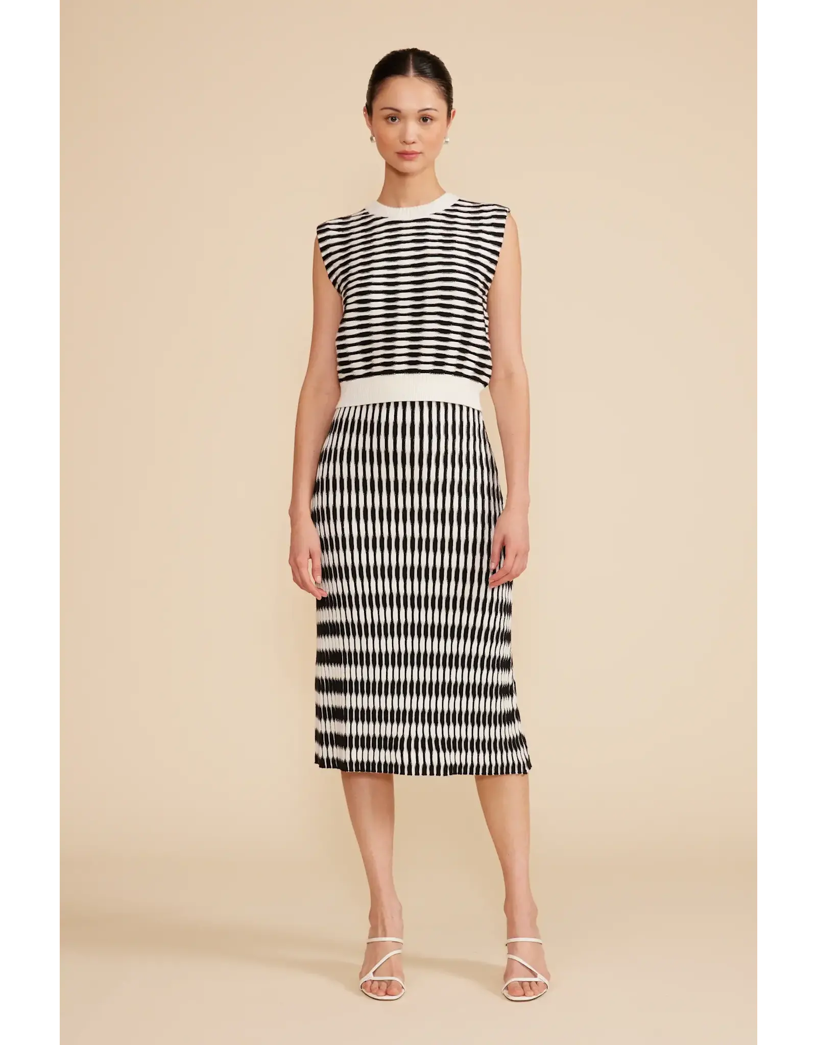 HORIZONTAL STRIPE KNIT TANK/SKIRT SET