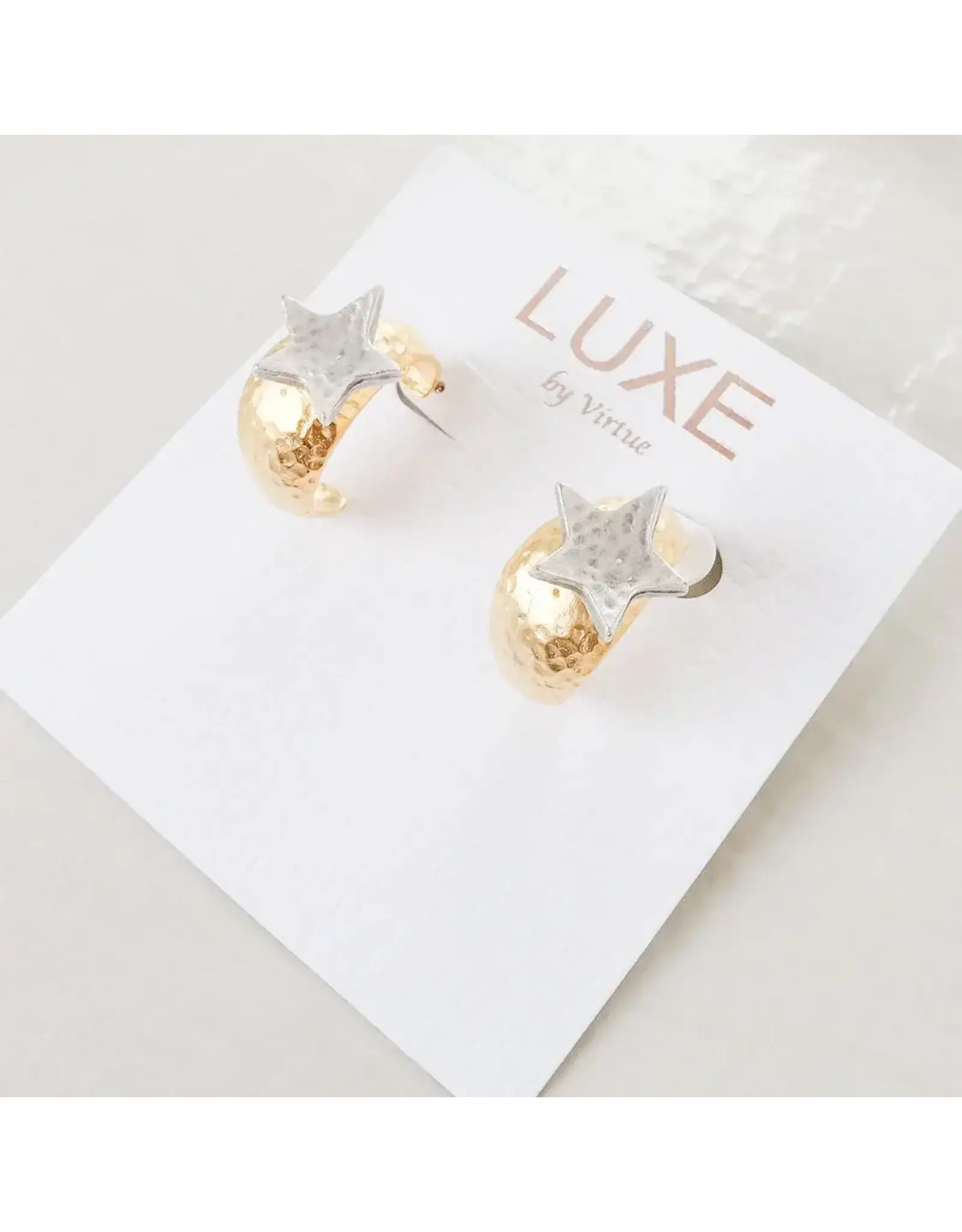 Aurora Luxe Two Toned Hammered Hoop