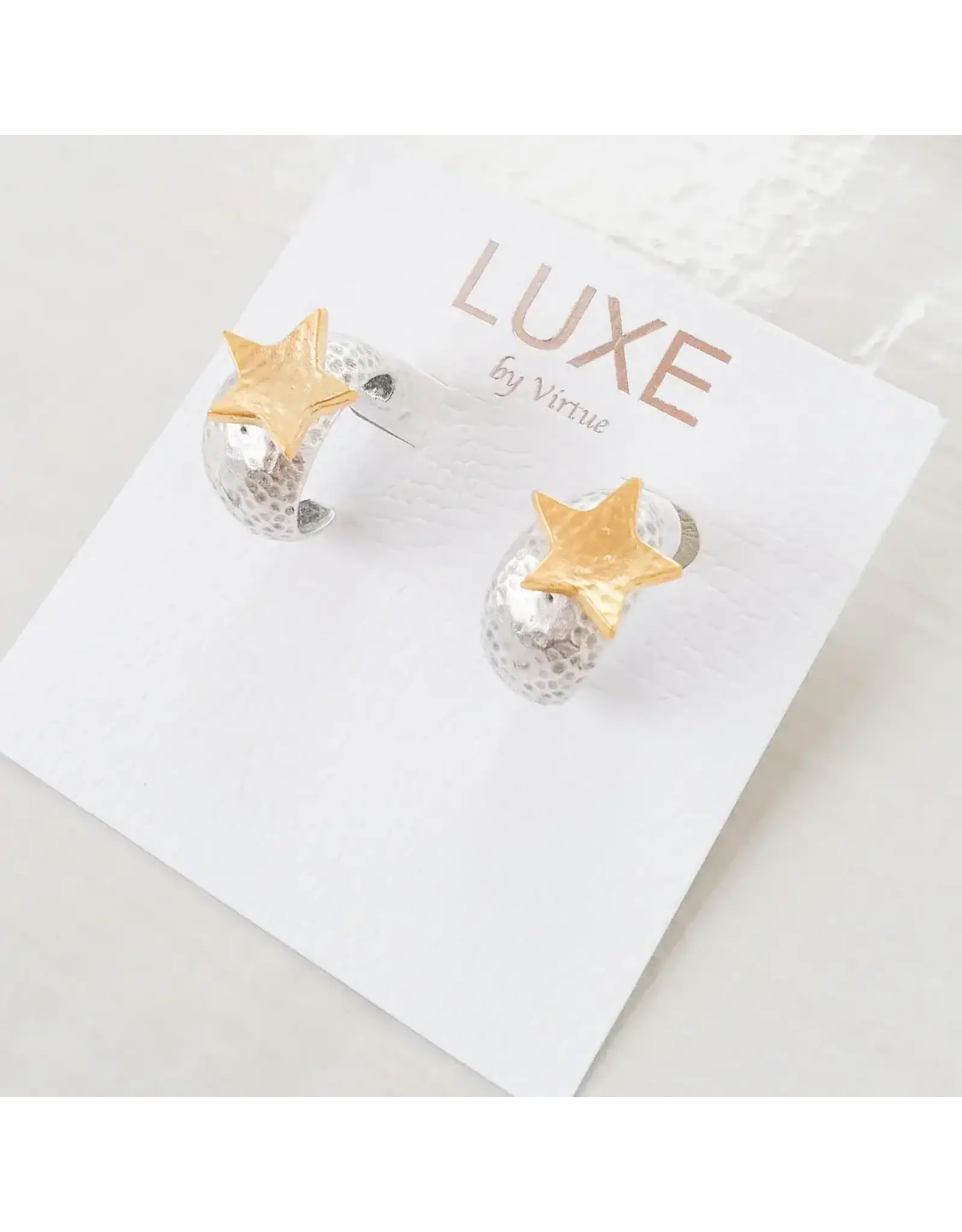 Aurora Luxe Two Toned Hammered Hoop