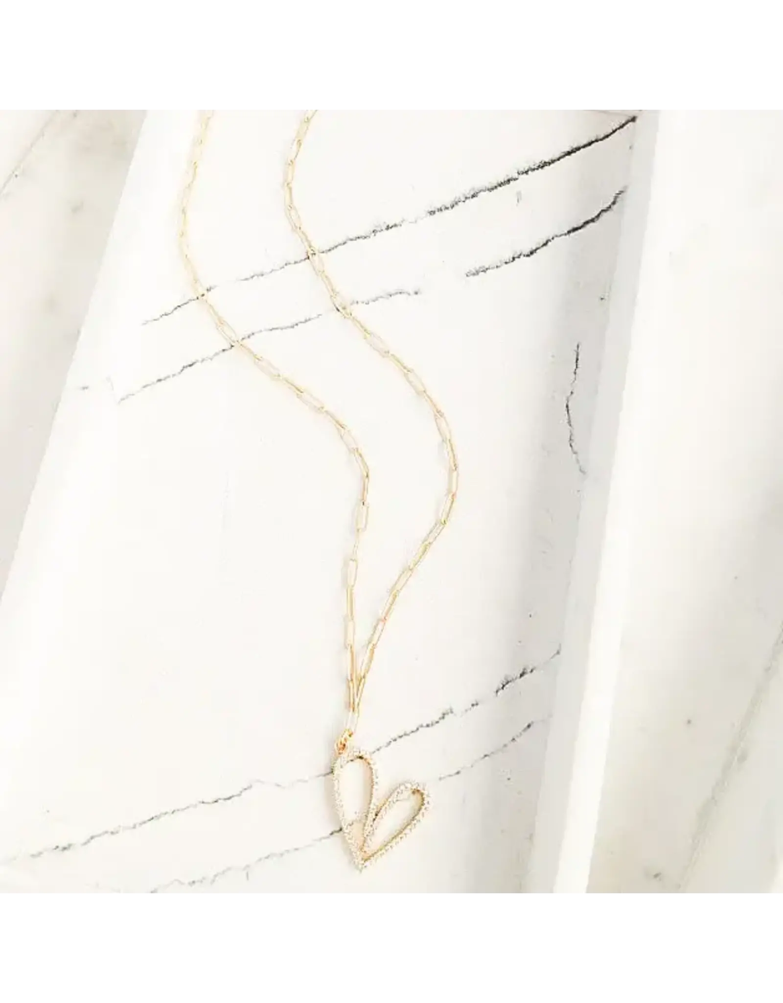 VIRTUE 19" Paperclip w/Rhinestone Script Heart