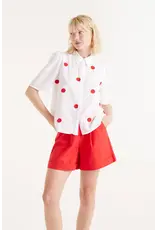 COMPANIA FANTASTICA SSLV BUTTON UP W/RED DOTS
