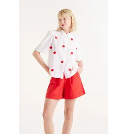 COMPANIA FANTASTICA SSLV BUTTON UP W/RED DOTS
