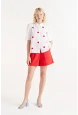 COMPANIA FANTASTICA SSLV BUTTON UP W/RED DOTS
