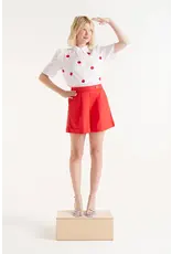 COMPANIA FANTASTICA SSLV BUTTON UP W/RED DOTS