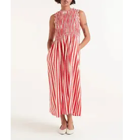 COMPANIA FANTASTICA SLVLESS SMOCKED BODICE STRIPED MIDI