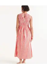 SLVLESS SMOCKED BODICE STRIPED MIDI