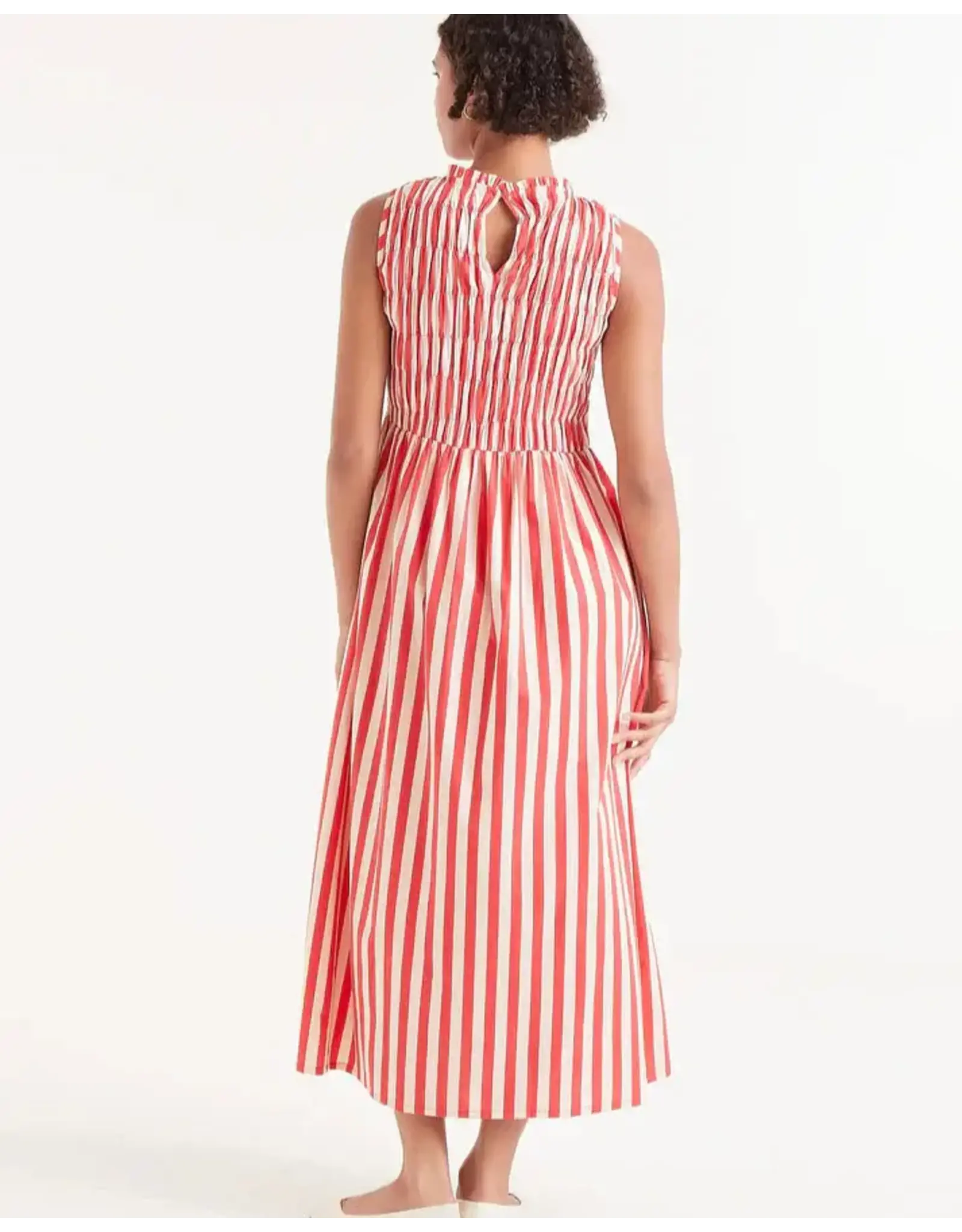 SLVLESS SMOCKED BODICE STRIPED MIDI