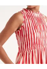 SLVLESS SMOCKED BODICE STRIPED MIDI