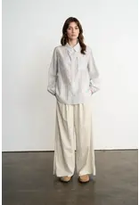ELLE GRAY SEMI SHEER BUTTON DOWN SHIRT