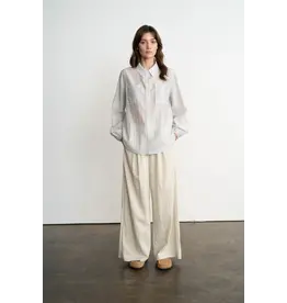 ELLE GRAY SEMI SHEER BUTTON DOWN SHIRT