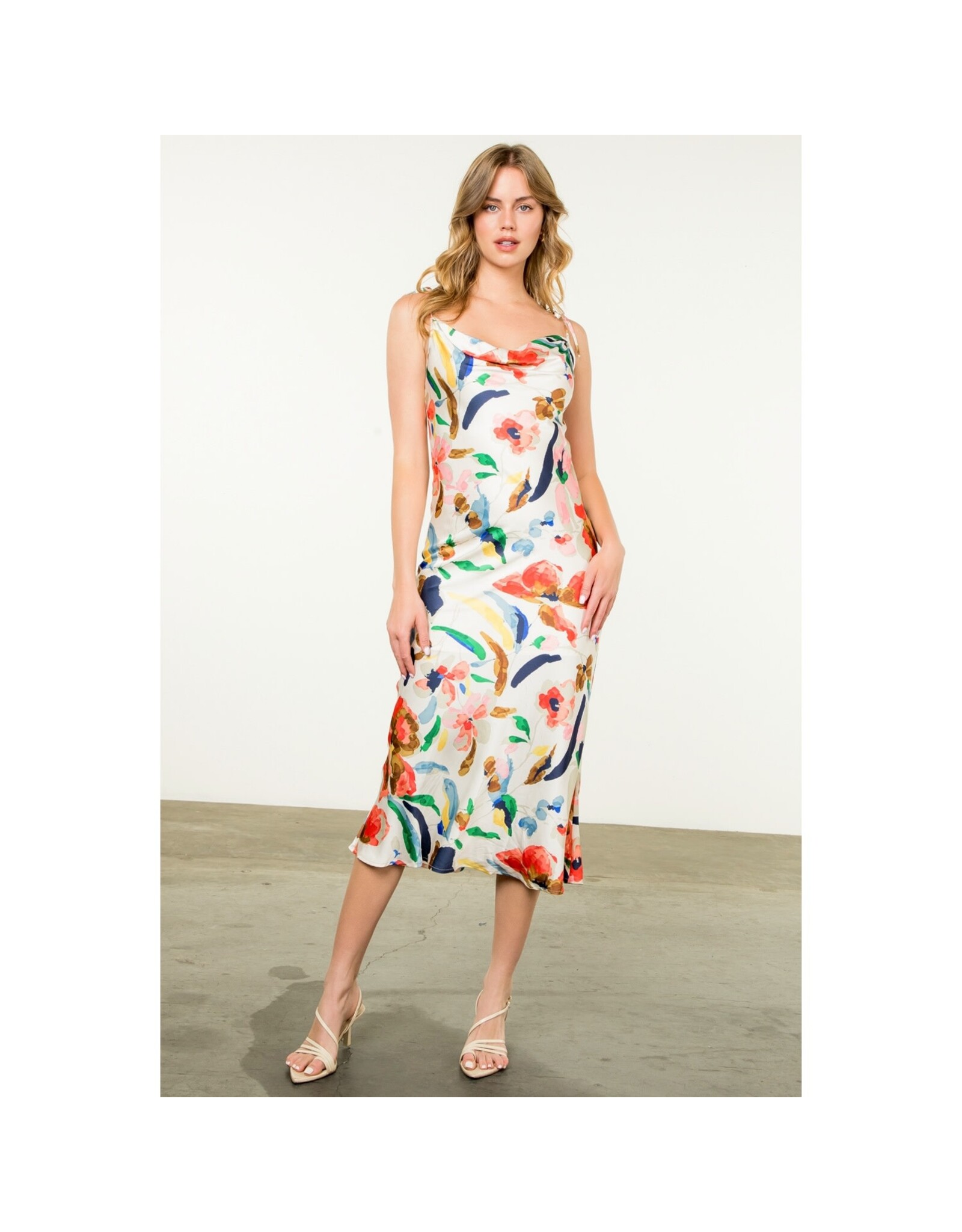 SILKY TIE MIDI DRESS