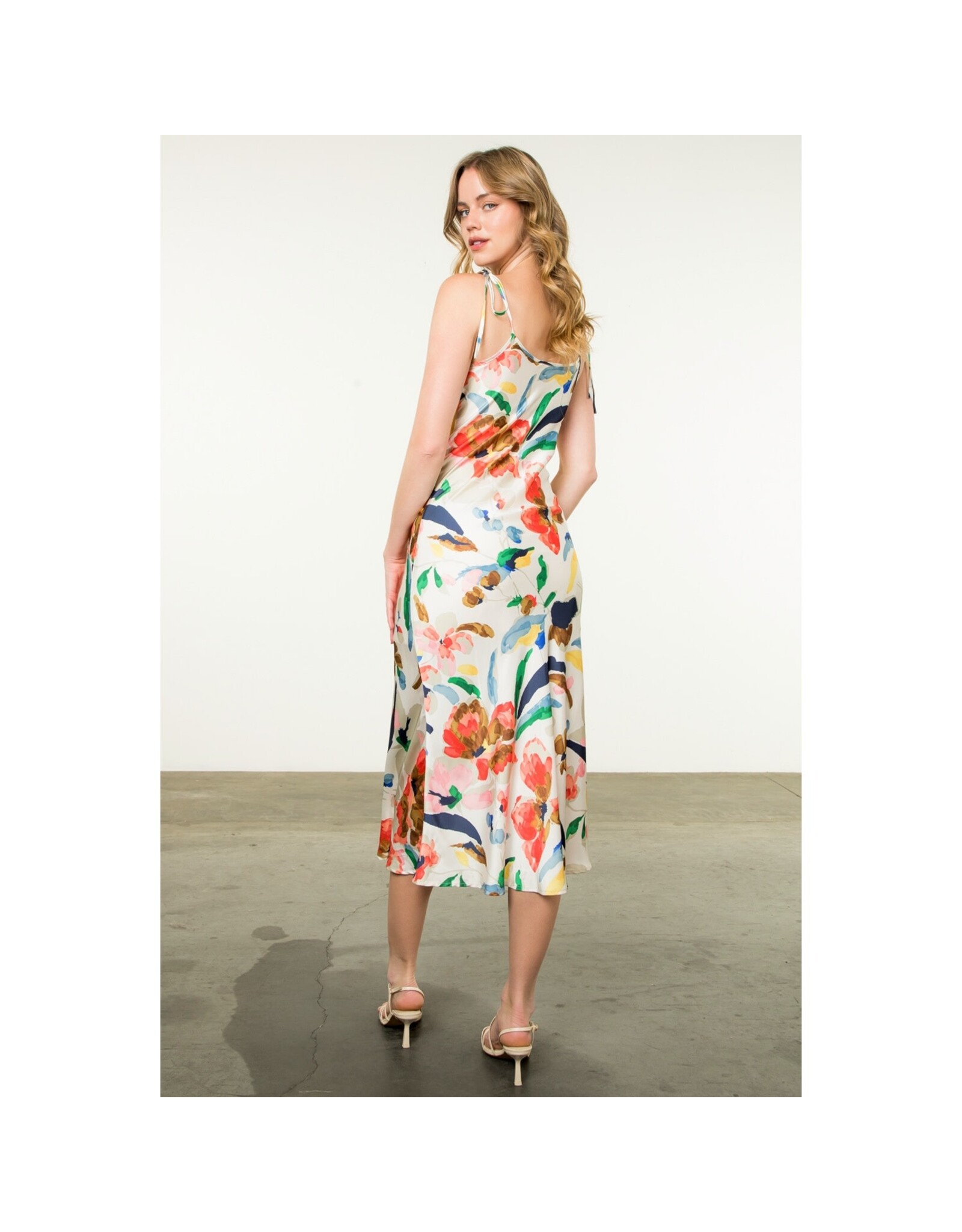 SILKY TIE MIDI DRESS