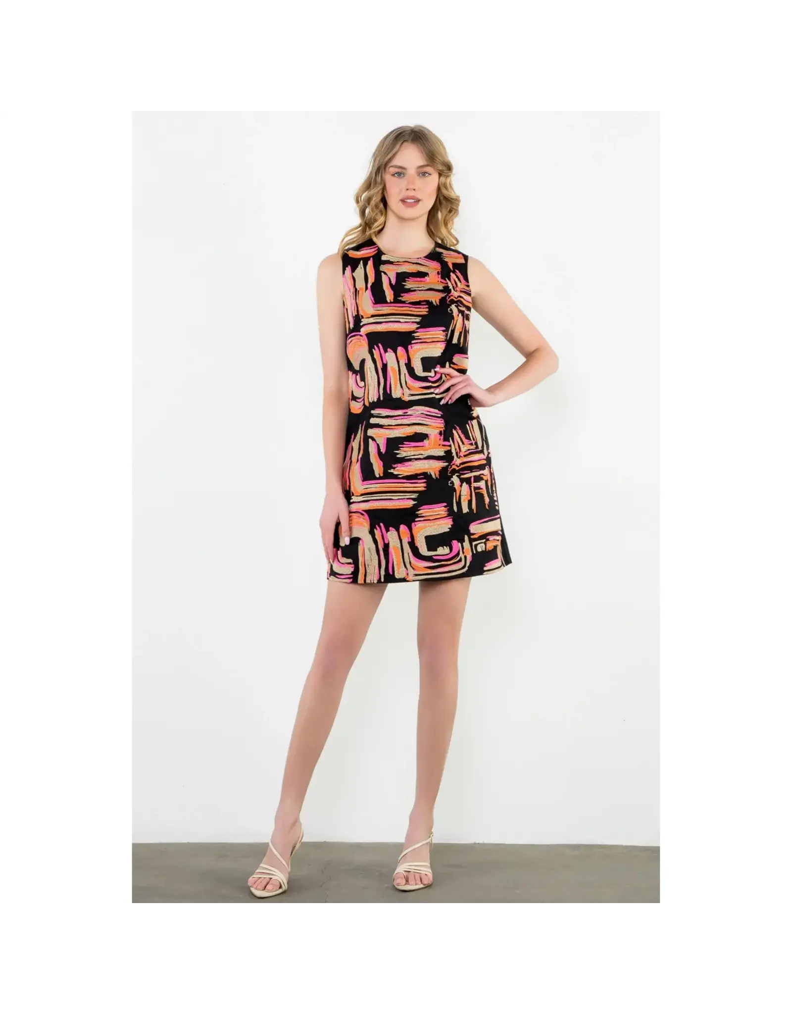 SLEEVELESS EMBROIDERED DETAIL MINI DRESS