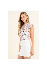 POLKA DOT RUFFLE SLEEVE TOP