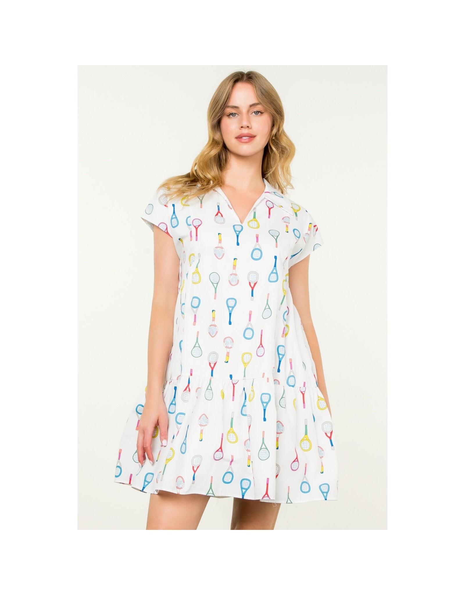 RACKET PRINT DRESS