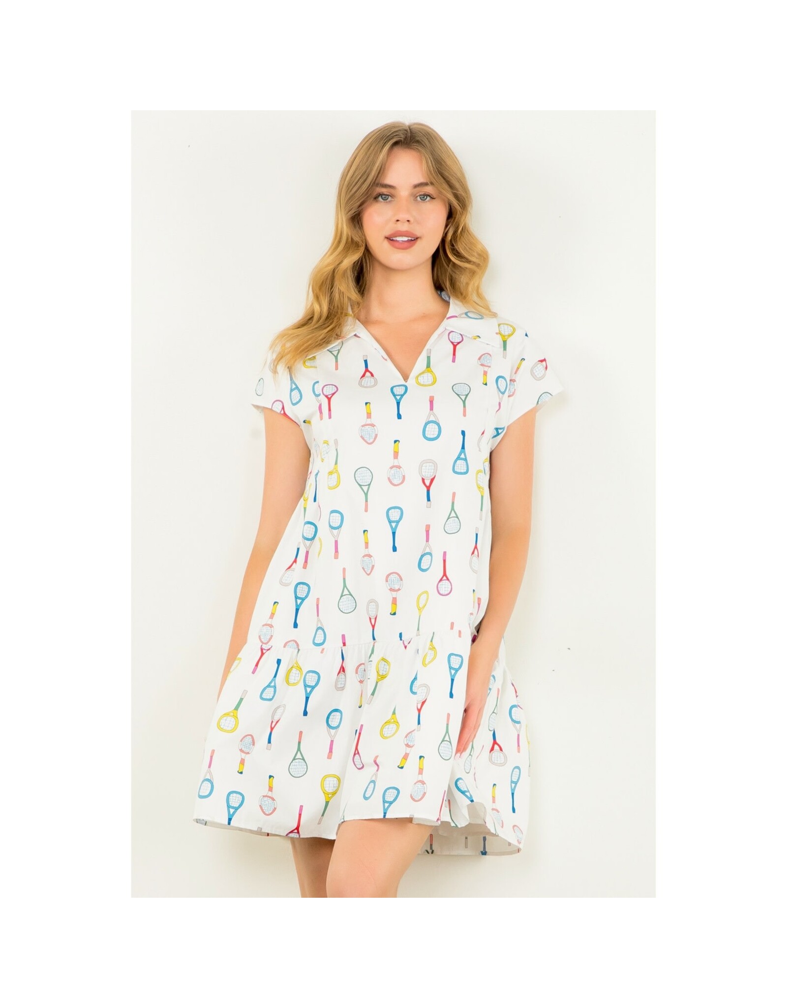 RACKET PRINT DRESS