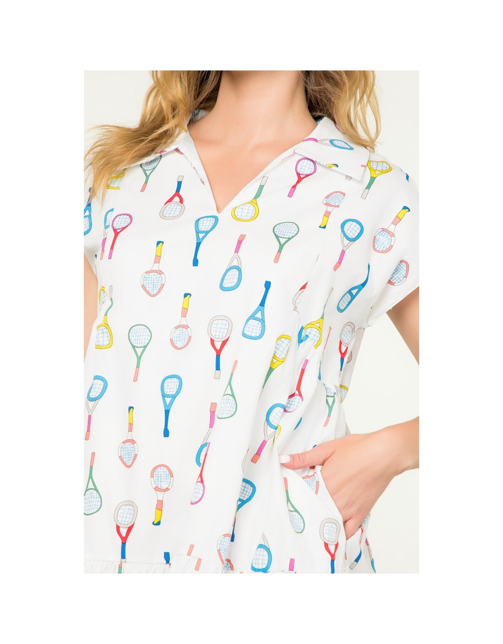 RACKET PRINT DRESS