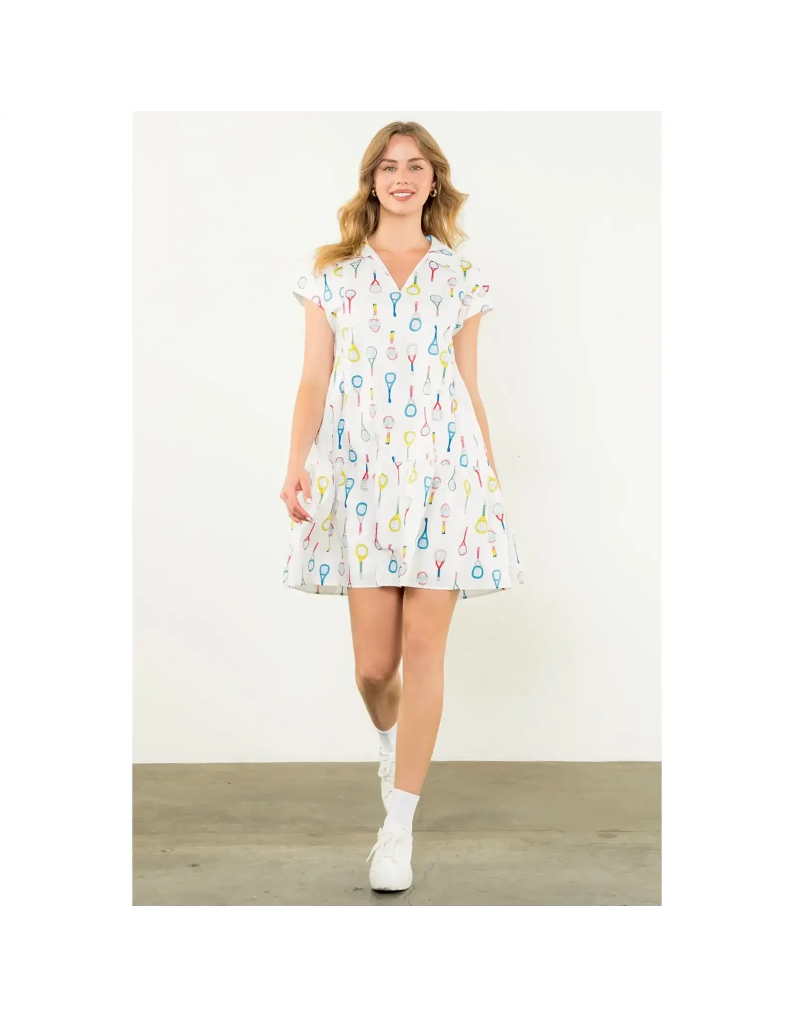 RACKET PRINT DRESS