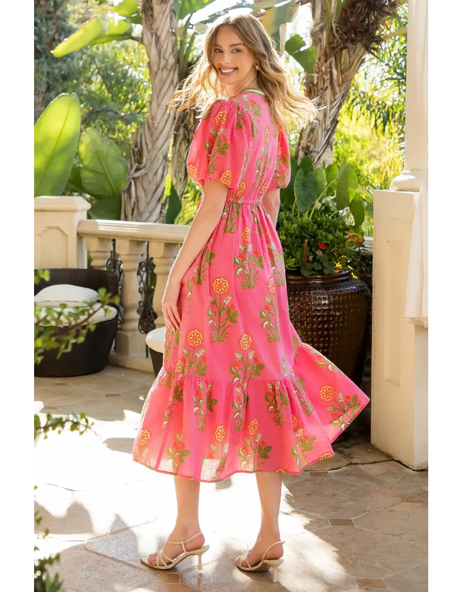 PUFF SLEEVE FLOWER PRINT MAXI DRESS - Elle Gray