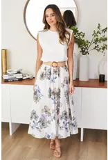 MILO MILANO VINTAGE FLORAL ALINE SKIRT W/BELT
