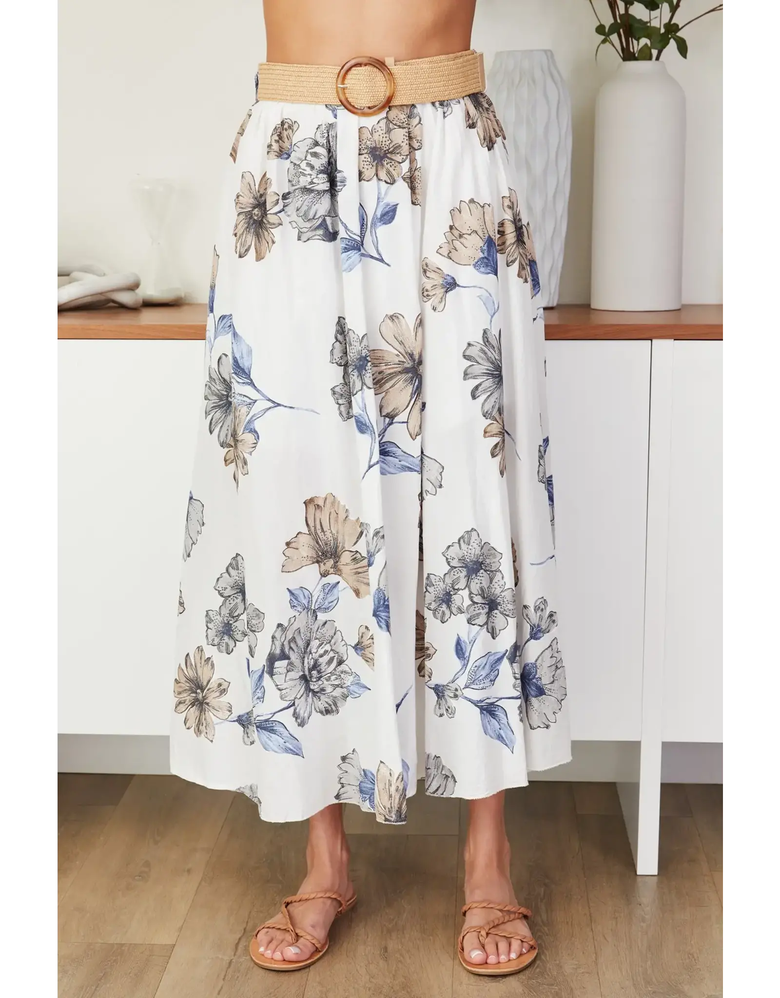MILO MILANO VINTAGE FLORAL ALINE SKIRT W/BELT