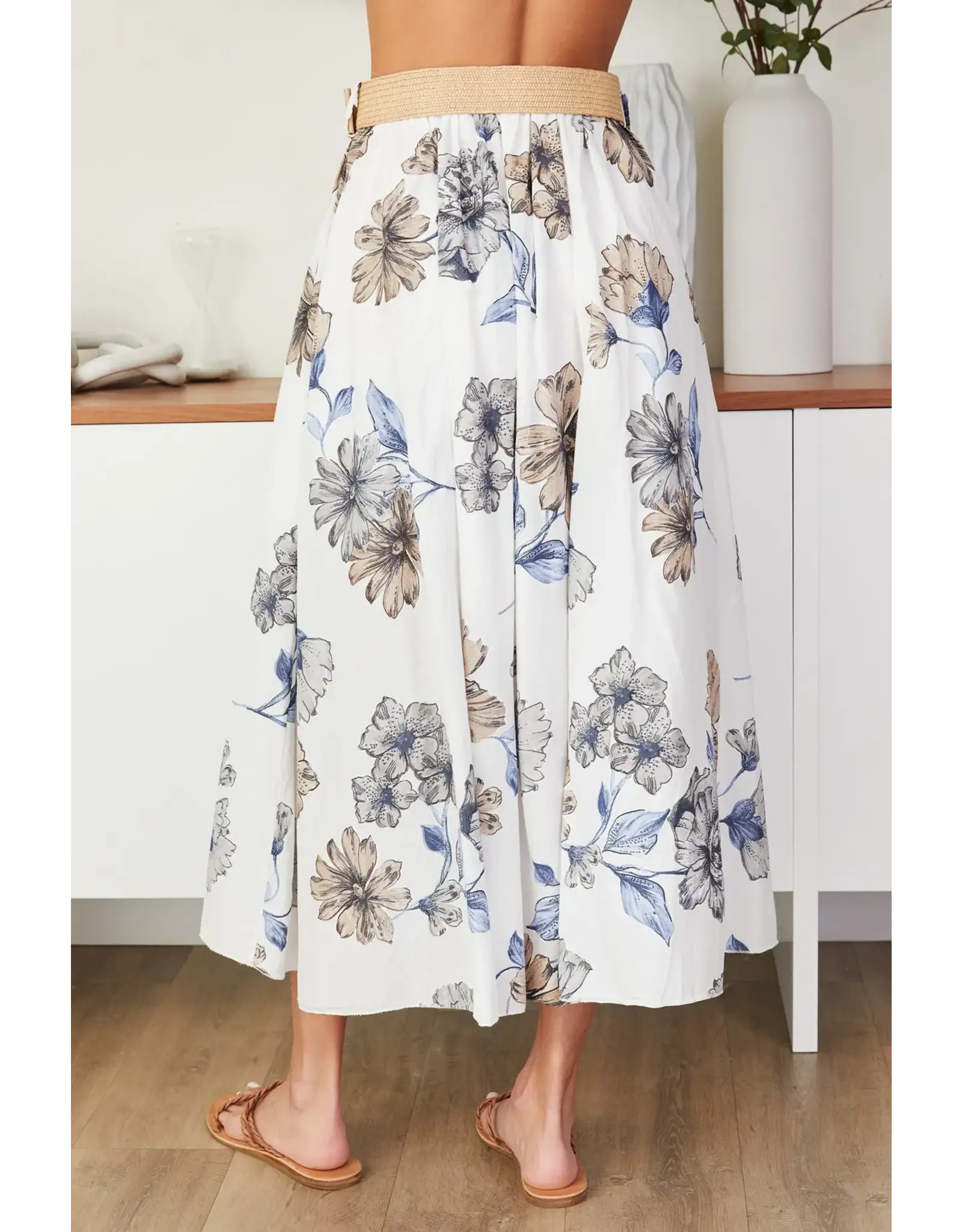 MILO MILANO VINTAGE FLORAL ALINE SKIRT W/BELT