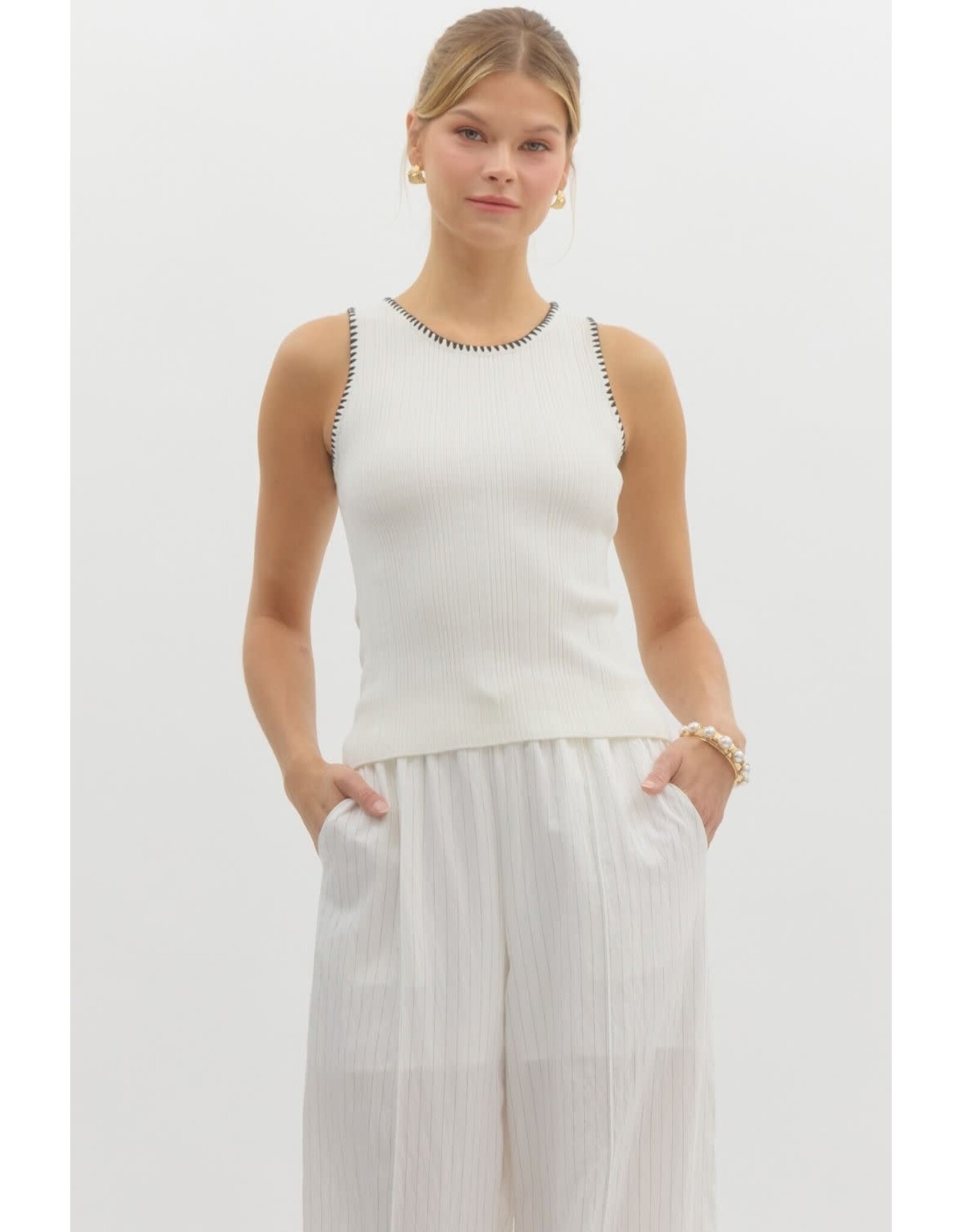 ENTRO RIBBED TANK W/DETAIL STITCHING