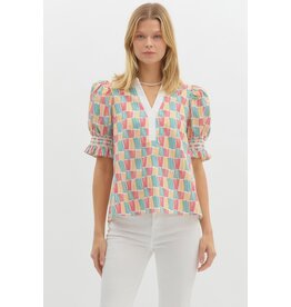 ENTRO SSLV VNECK BLOUSE