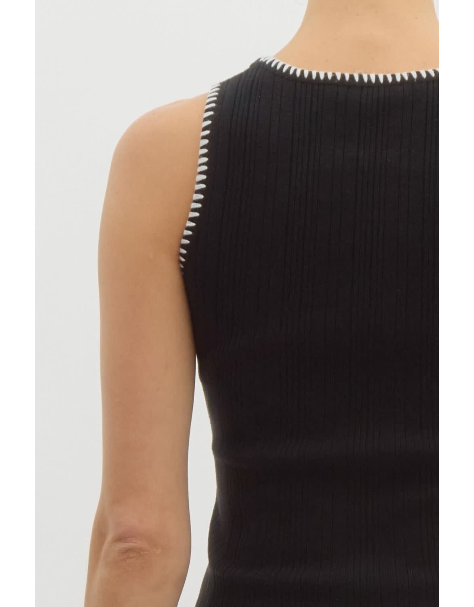 ENTRO RIBBED TANK W/DETAIL STITCHING