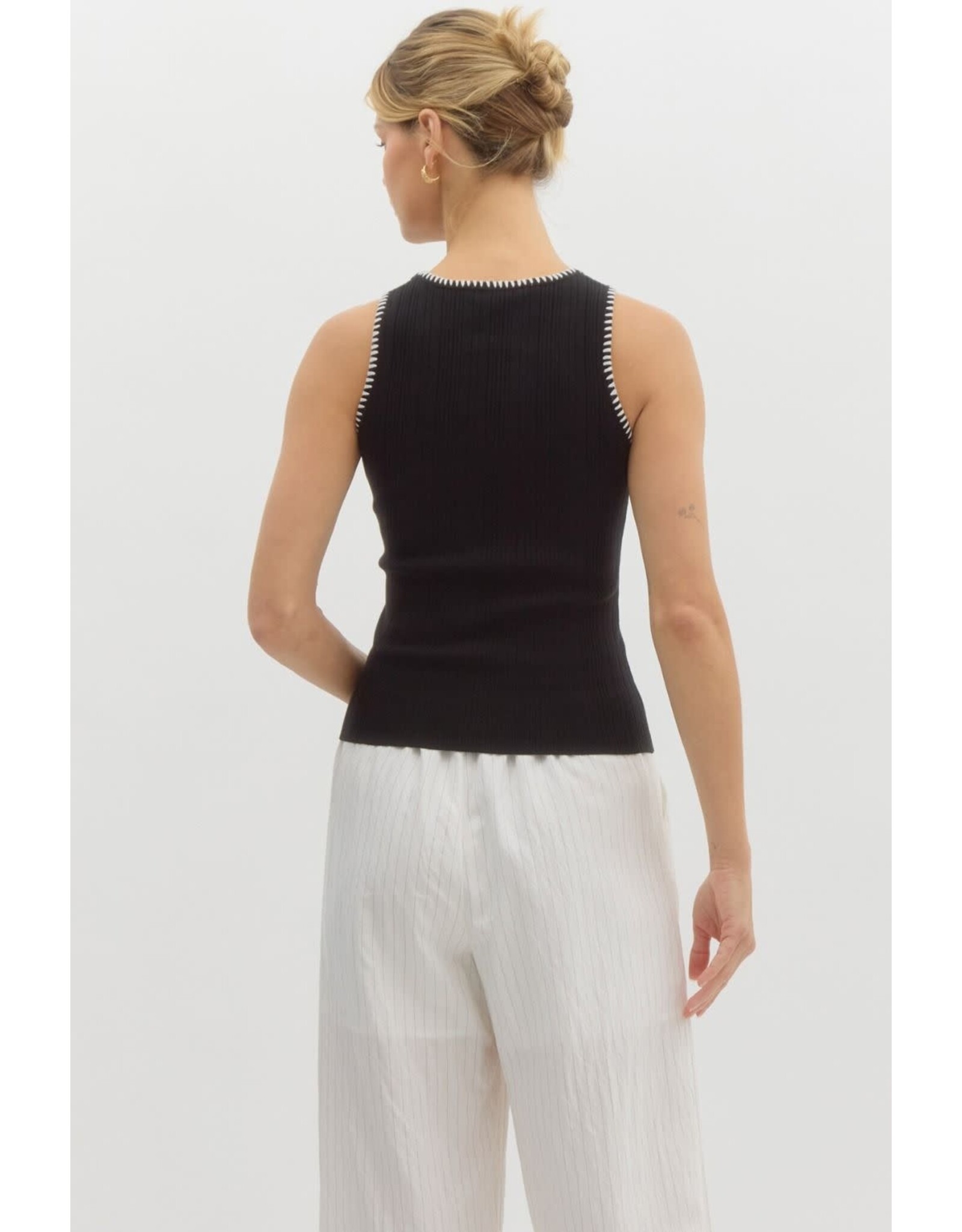 ENTRO RIBBED TANK W/DETAIL STITCHING