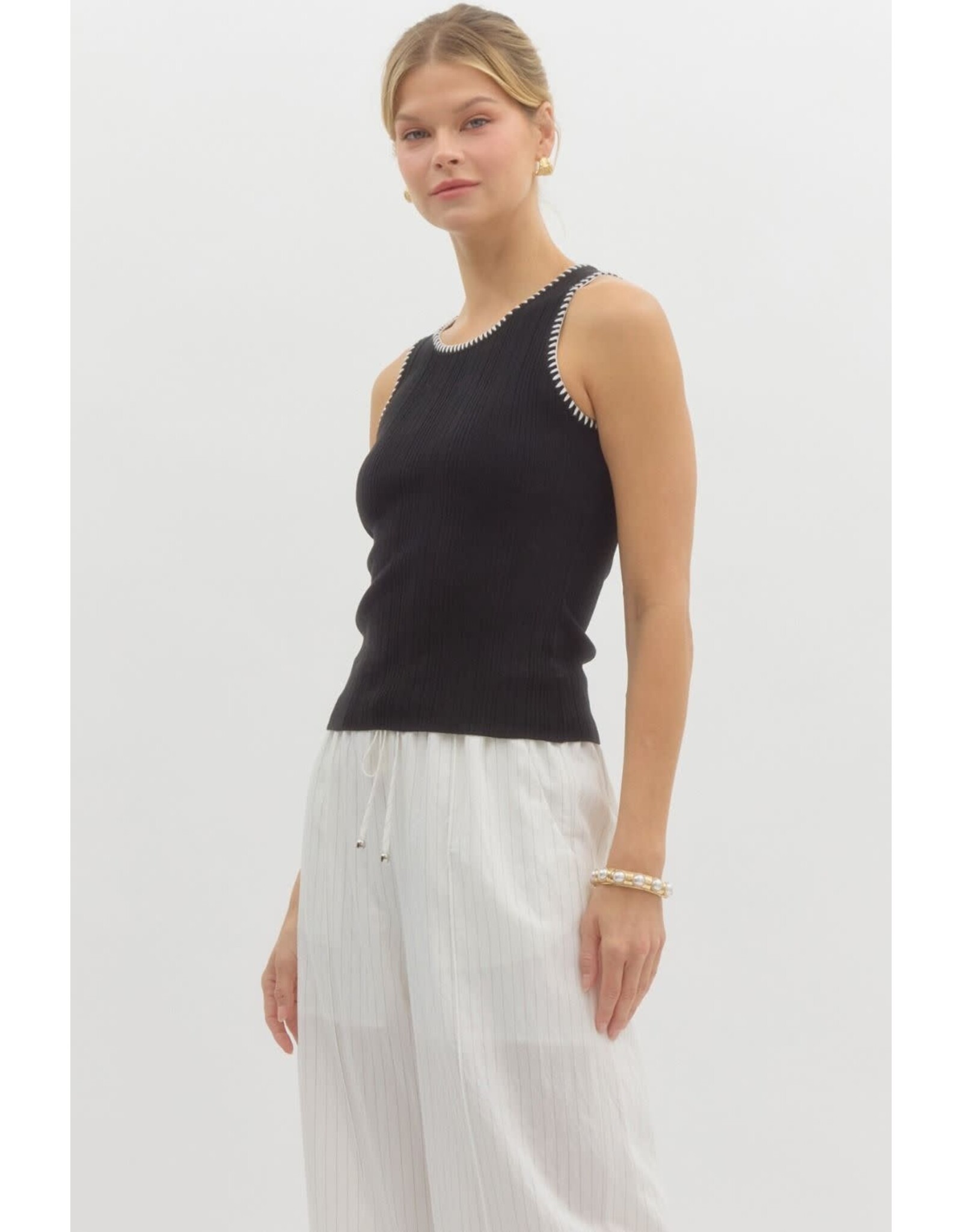 ENTRO RIBBED TANK W/DETAIL STITCHING