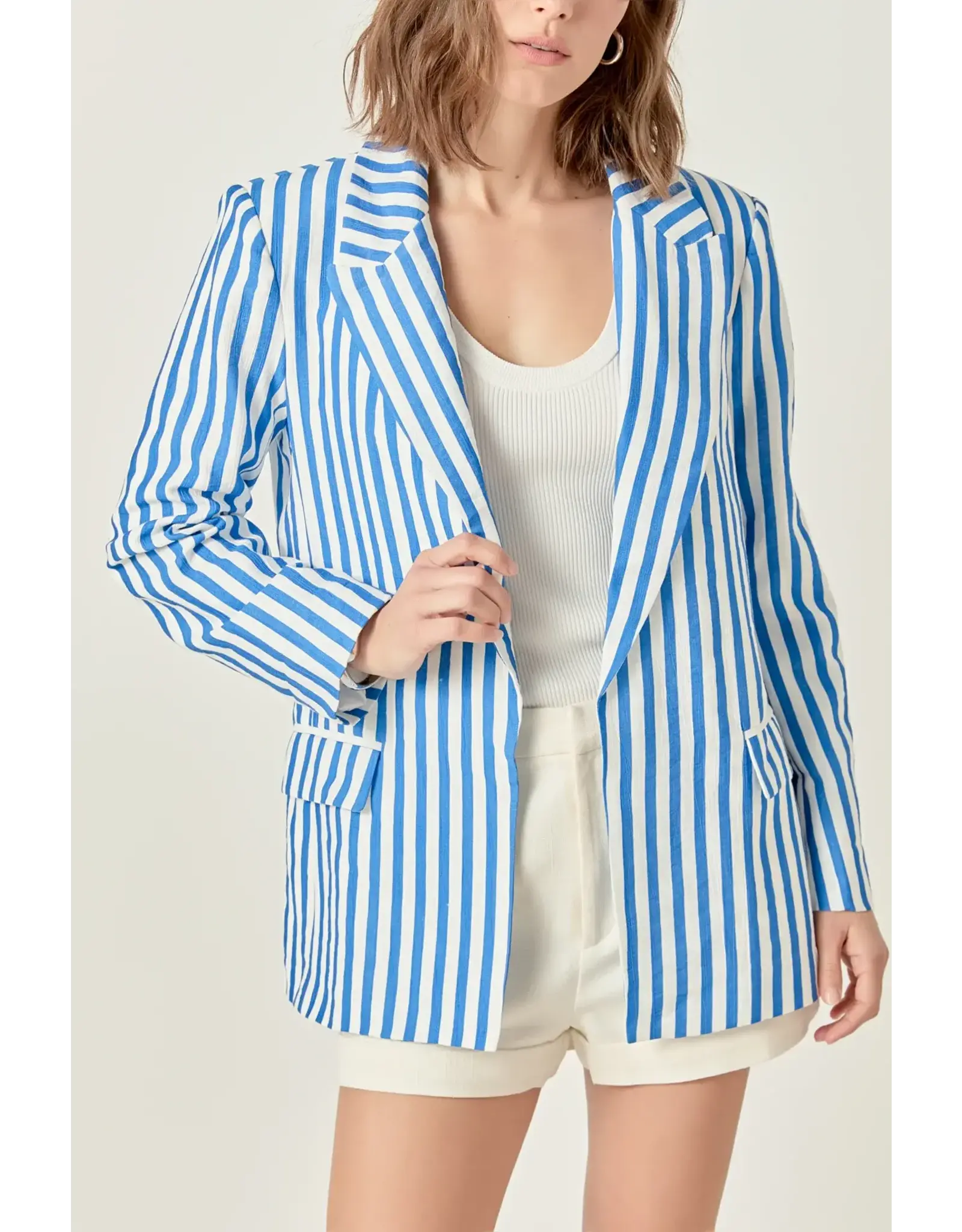 STRIPED POCKETED BLAZER