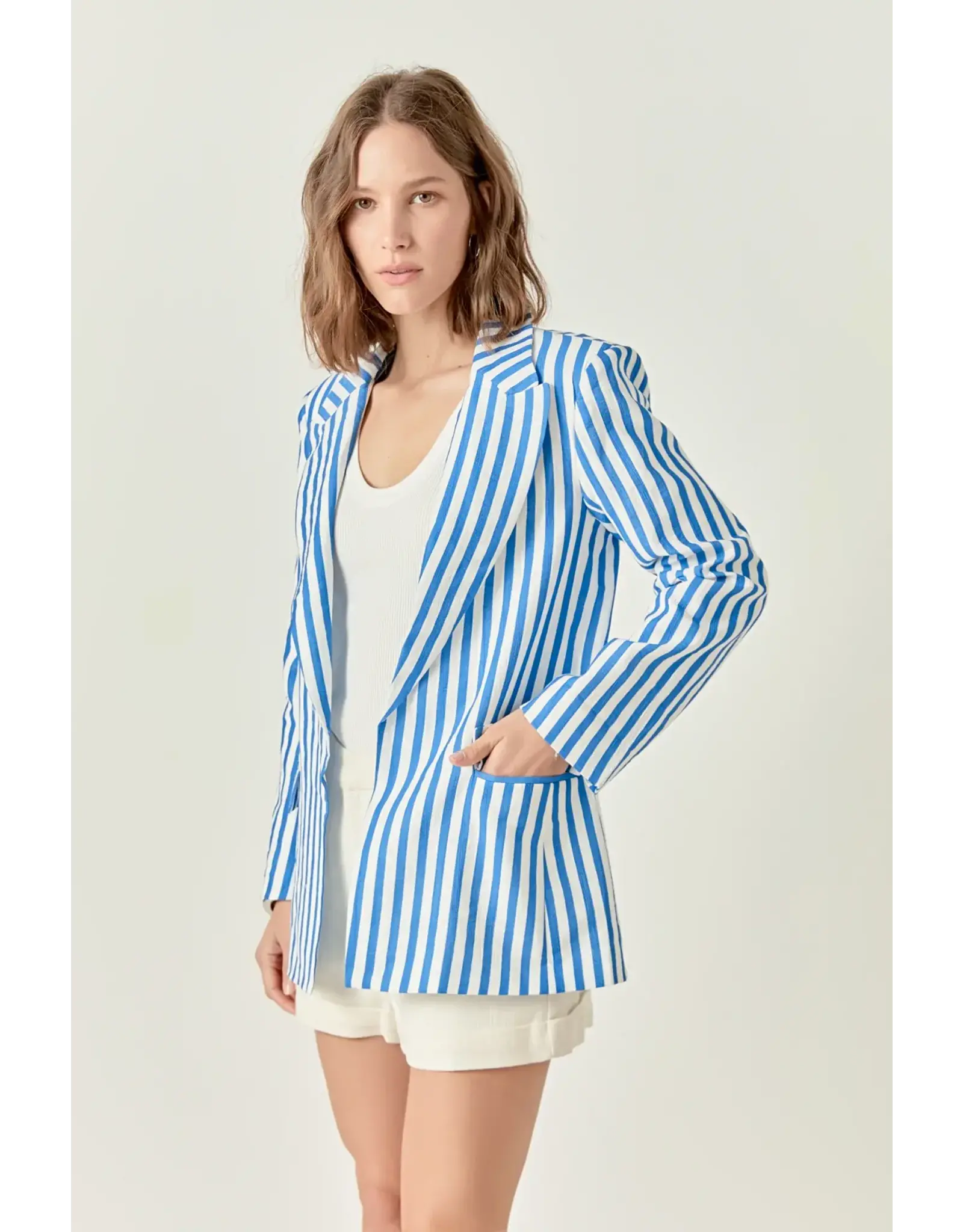 STRIPED POCKETED BLAZER