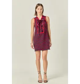 STRIPED JERSEY MINI W/ TIE FRONT