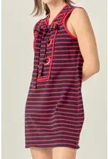STRIPED JERSEY MINI W/ TIE FRONT