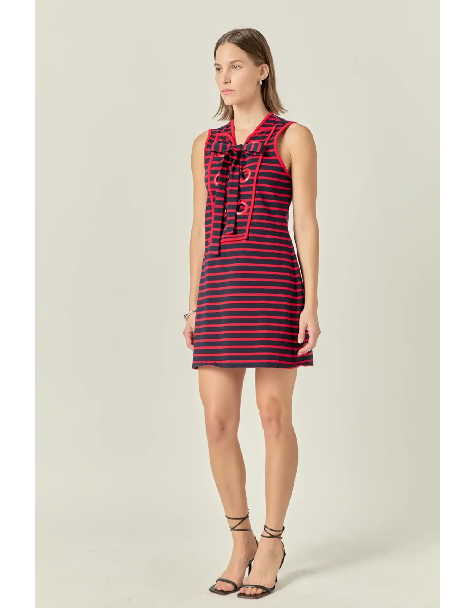 STRIPED JERSEY MINI W/ TIE FRONT