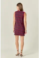 STRIPED JERSEY MINI W/ TIE FRONT