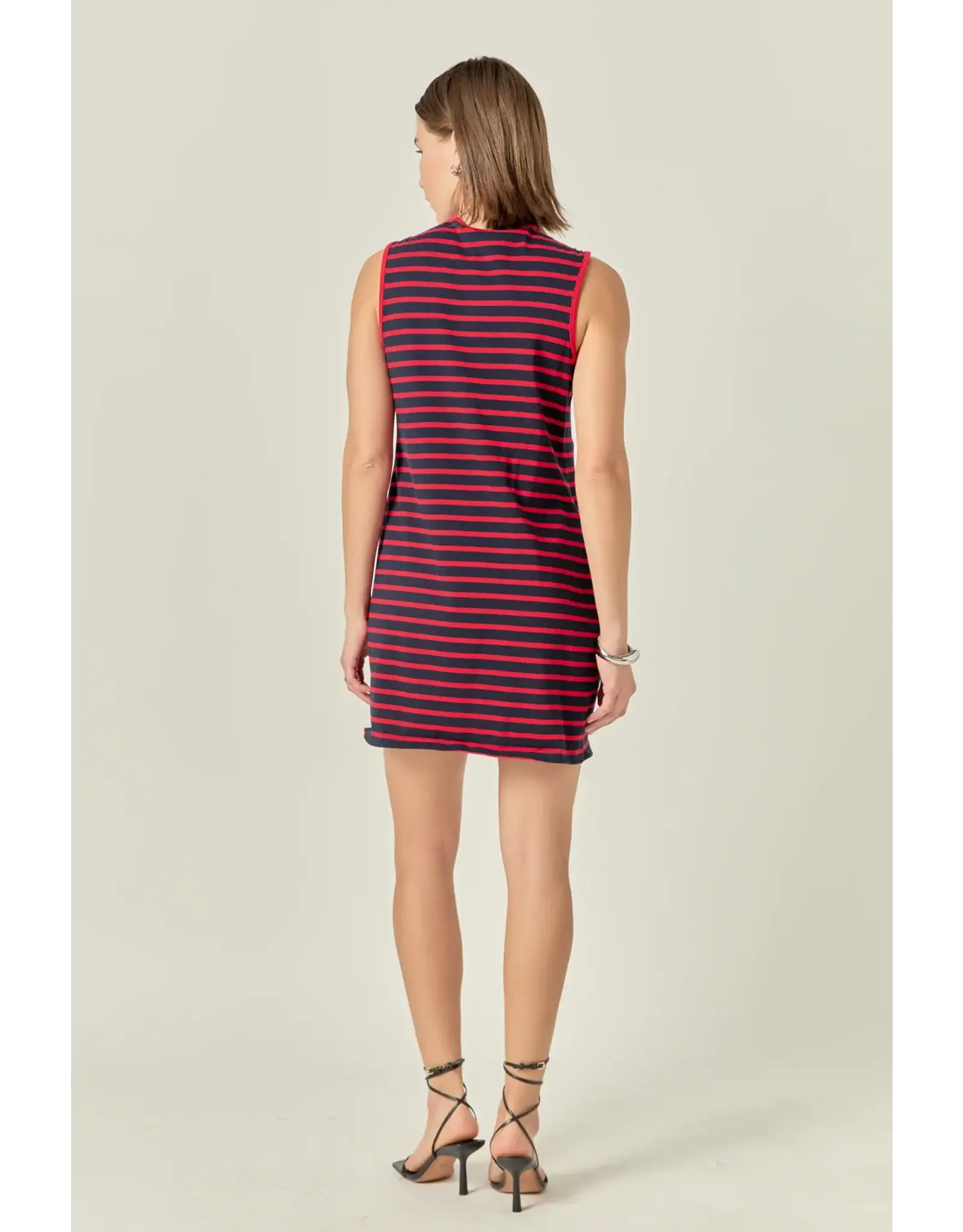 STRIPED JERSEY MINI W/ TIE FRONT