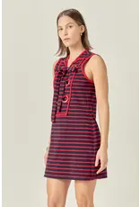 STRIPED JERSEY MINI W/ TIE FRONT