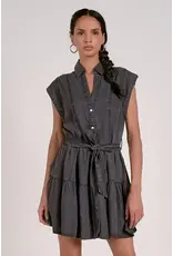 COLLARED SLVLESS TIERED MINI