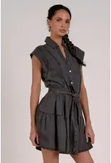 COLLARED SLVLESS TIERED MINI
