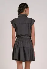 COLLARED SLVLESS TIERED MINI