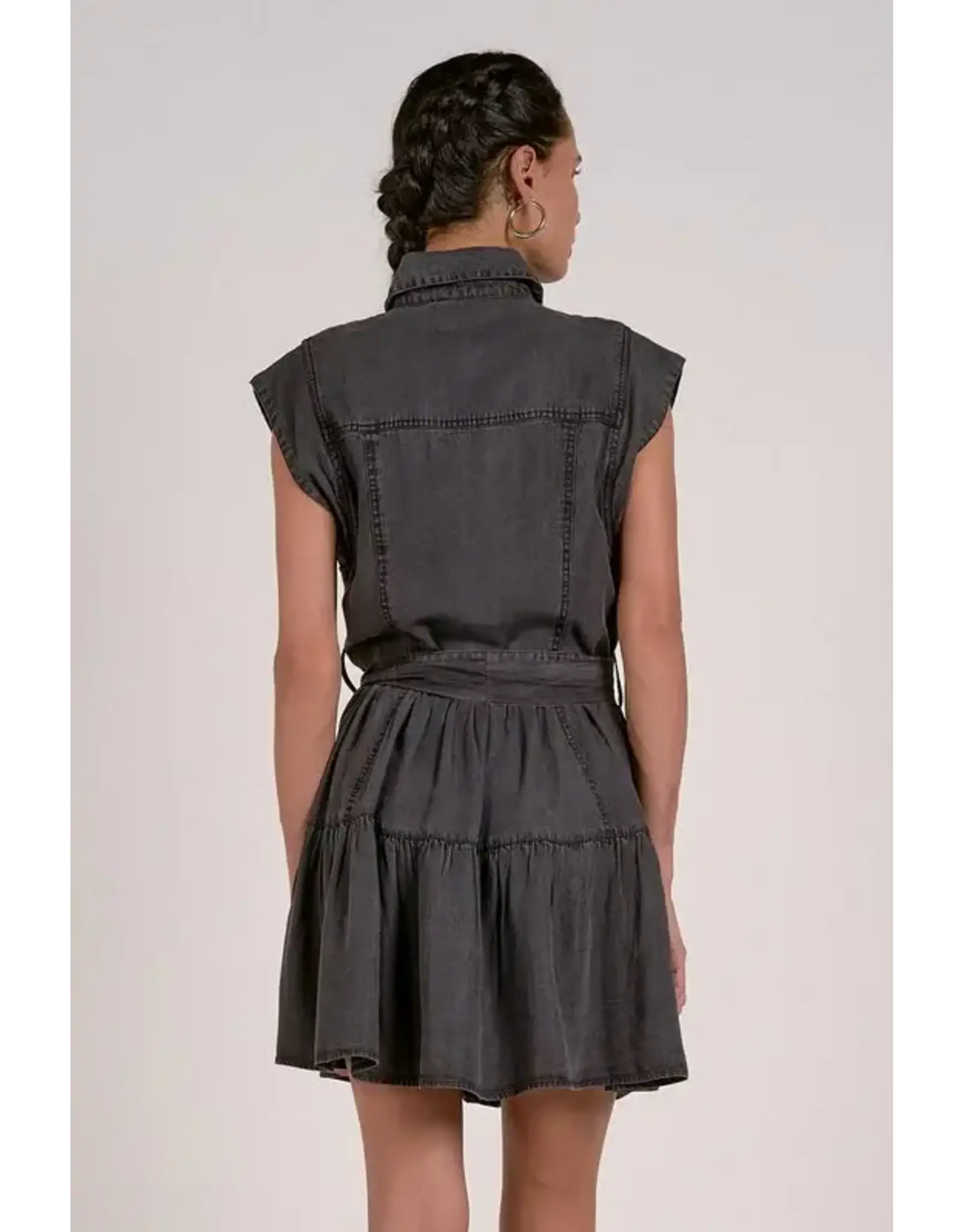 COLLARED SLVLESS TIERED MINI