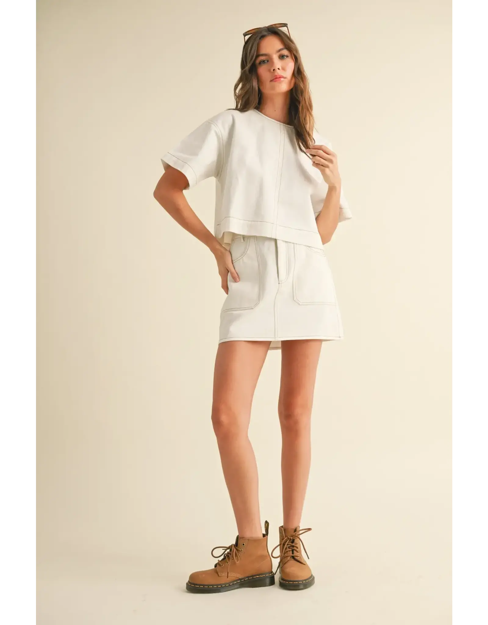 STRETCH DENIM MINI SKIRT