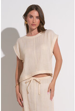 SLVLESS KNIT TOP W/FRAYED HEM