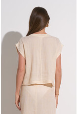 SLVLESS KNIT TOP W/FRAYED HEM