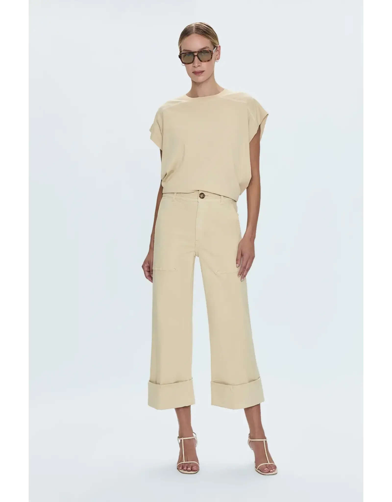 MAYA CUFFED HEM WIDE LEG PANTS